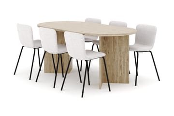 Dano Spisebord 180 cm med 6 Katy Spisestoler - Travertin / Hvit - Møbler - Bord - Spisegruppe