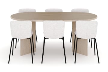 Dano Spisebord 180 cm med 6 Katy Spisestoler - Travertin / Hvit - Møbler - Bord - Spisegruppe
