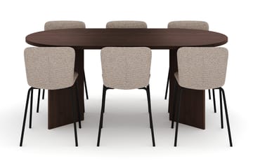 Dano Spisebord 180 cm med 6 Katy Spisestoler - Valnøtt / Greige - Møbler - Bord - Spisegruppe