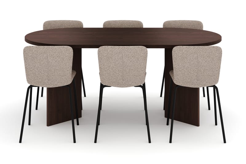 Dano Spisebord 180 cm med 6 Katy Spisestoler - Valnøtt / Greige - Møbler - Bord - Spisegruppe