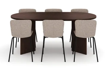 Dano spisebord 180 cm med 6 Katy spisestoler - Valnøtt|greige - Møbler - Bord - Spisegruppe