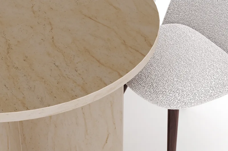 Dano Spisebord 180 cm med 6 Naira Plus Spisestoler - Travertin / Hvit - Møbler - Bord - Spisegruppe