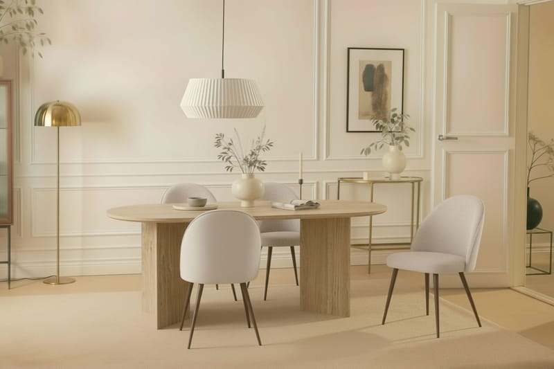 Dano Spisebord 180 cm med 6 Naira Plus Spisestoler - Travertin / Hvit - Møbler - Bord - Spisegruppe