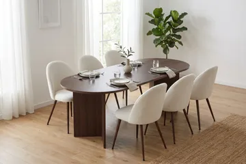 Dano Spisebord 180 cm med 6 Nibe Plus Spisestoler - Hvit/Brun - Møbler - Bord - Spisegruppe