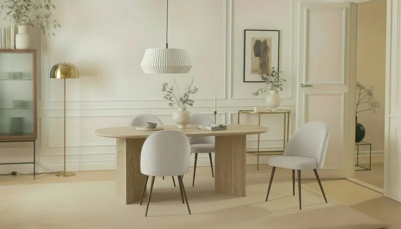 Dano Spisebord 180 cm med 6 Nibe Plus Spisestoler - Travertin / Hvit - Møbler - Bord - Spisegruppe