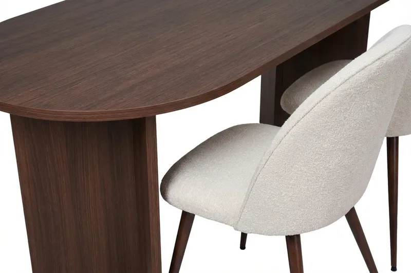 Dano Spisebord 180 cm med 6 Nibe Plus Spisestoler - Hvit/Brun - Møbler - Bord - Spisegruppe