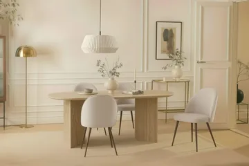 Dano Spisebord 180 cm med 6 Nibe Plus Spisestoler - Travertin / Hvit - Møbler - Bord - Spisegruppe