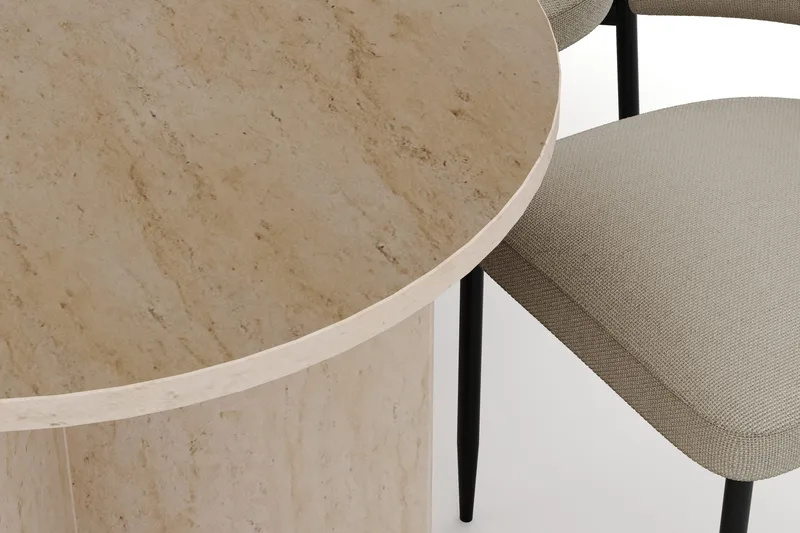 Dano Spisebord 180 cm med 6 Sawako Spisestoler - Travertin / Beige - Møbler - Bord - Spisegruppe