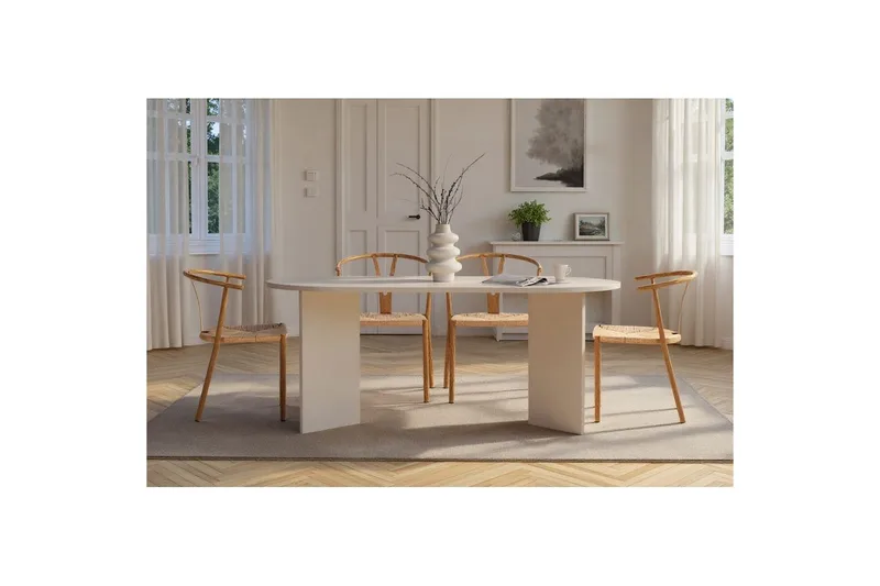 Dano Spisebord 180 cm Oval - Natur/Hvit - Møbler - Bord - Spisebord & kjøkkenbord