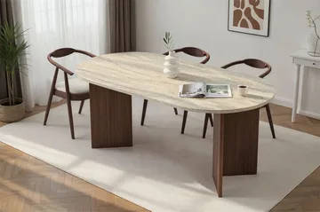 Dano Spisebord 180 cm - Travertin og valnøtt - Møbler - Bord - Spisebord & kjøkkenbord