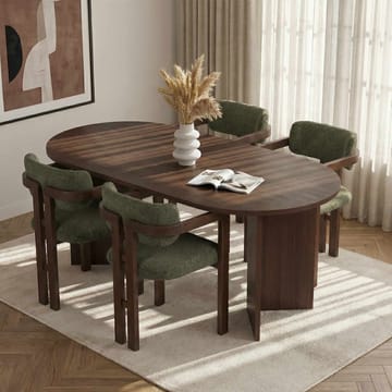 Dano Spisebord- og stolsett 180x75x90 cm 5 deler - Milano Walnut, Dark Walnut, Green - Møbler - Bord - Spisegruppe