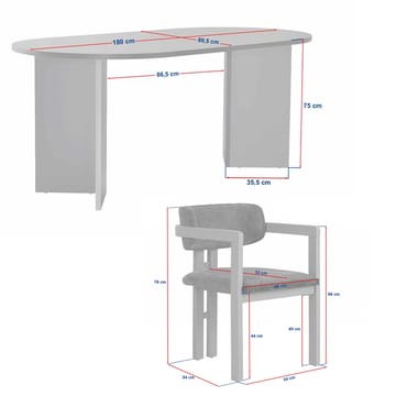 Dano Spisebord- og stolsett 180x75x90 cm 5 deler - Milano Walnut, Dark Walnut, hvit - Møbler - Bord - Spisegruppe