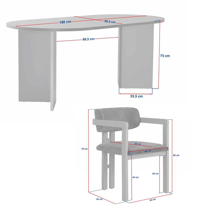 Dano Spisebord- og stolsett 180x75x90 cm 5 deler - Milano Walnut, Dark Walnut, hvit - Møbler - Bord - Spisegruppe