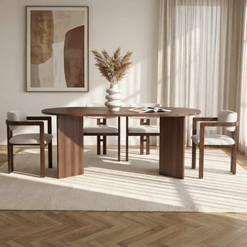Dano Spisebord- og stolsett 180x75x90 cm 5 deler - Milano Walnut, Dark Walnut, hvit - Møbler - Bord - Spisegruppe