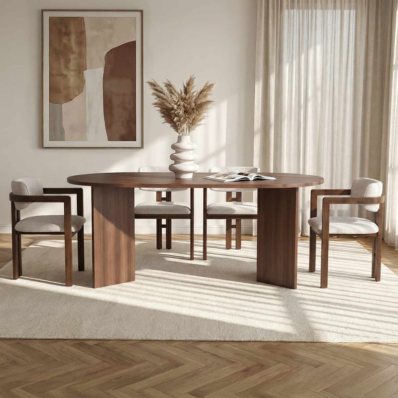 Dano Spisebord- og stolsett 180x75x90 cm 5 deler - Milano Walnut, Dark Walnut, hvit - Møbler - Bord - Spisegruppe