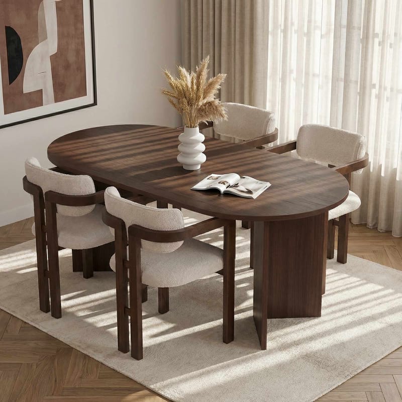 Dano Spisebord- og stolsett 180x75x90 cm 5 deler - Milano Walnut, Dark Walnut, hvit - Møbler - Bord - Spisegruppe