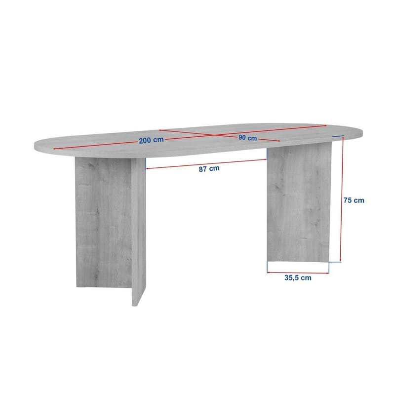 Dano Spisebord Oval 200 cm - Taupe - Møbler - Bord - Spisebord & kjøkkenbord