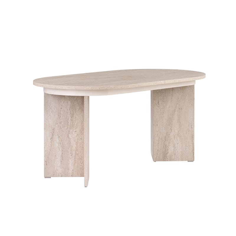 Dano Uttrekkbart Ovalt Spisebord 160-200x90 cm med Travertinutseende - Beige - Møbler - Bord - Spisebord & kjøkkenbord
