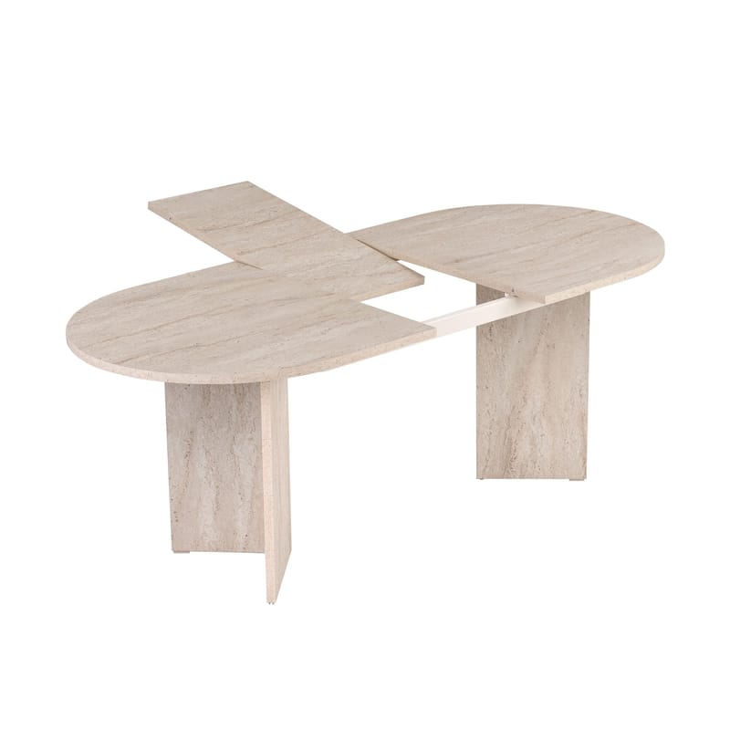 Dano Uttrekkbart Ovalt Spisebord 160-200x90 cm med Travertinutseende - Beige - Møbler - Bord - Spisebord & kjøkkenbord