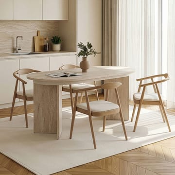 Dano Uttrekkbart Ovalt Spisebord 160-200x90 cm med Travertinutseende - Beige - Møbler - Bord - Spisebord & kjøkkenbord