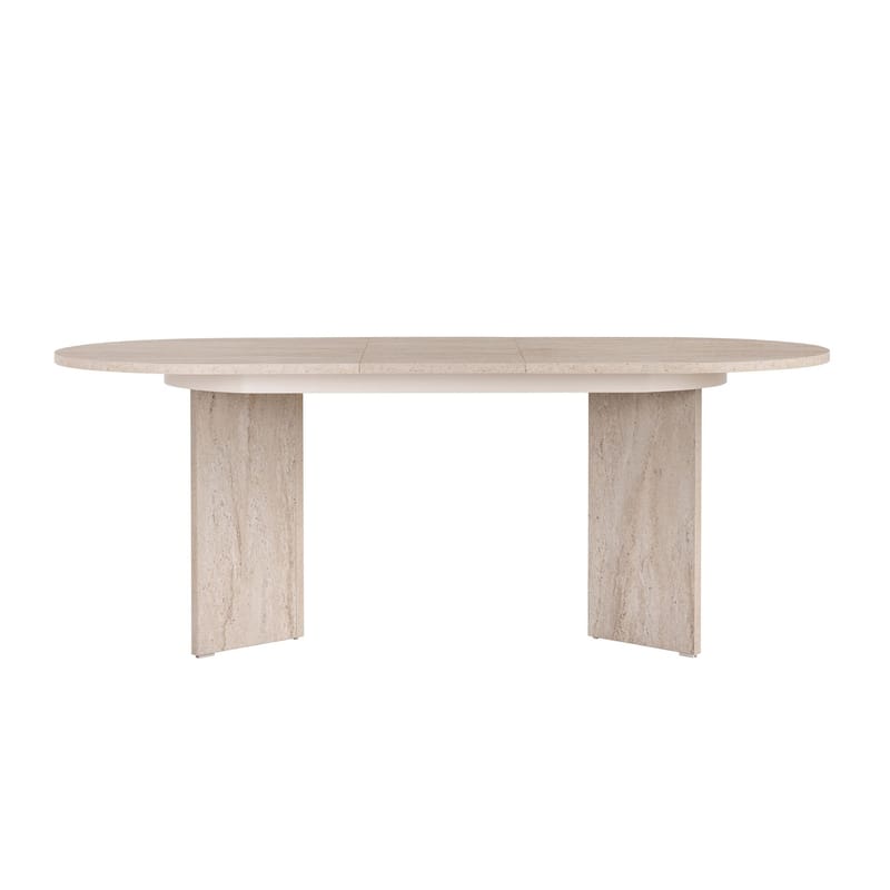 Dano Uttrekkbart Ovalt Spisebord 160-200x90 cm med Travertinutseende - Beige - Møbler - Bord - Spisebord & kjøkkenbord