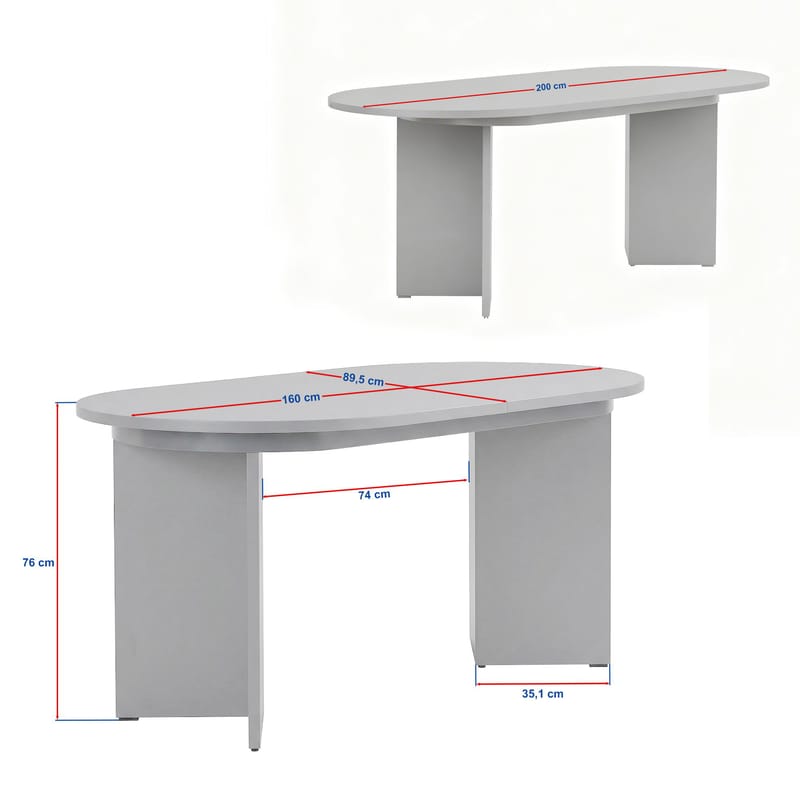 Dano Uttrekkbart Ovalt Spisebord 160-200x90 cm med Travertinutseende - Beige - Møbler - Bord - Spisebord & kjøkkenbord