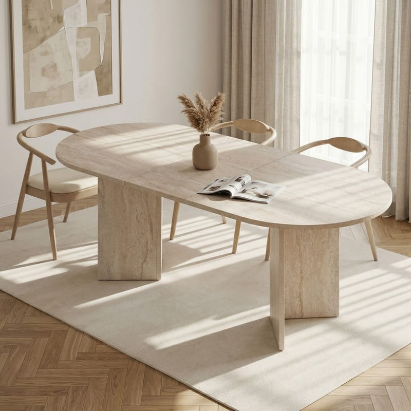 Dano Uttrekkbart spisebord 160-200 cm - Travertin - Møbler - Bord - Spisebord & kjøkkenbord