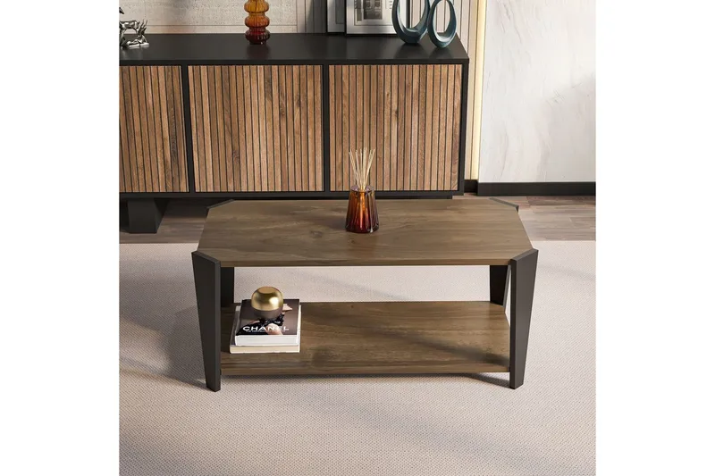 Dargaville Stuebord 91 cm - Valnøtt/Sort - Møbler - Bord - Sofabord & salongbord