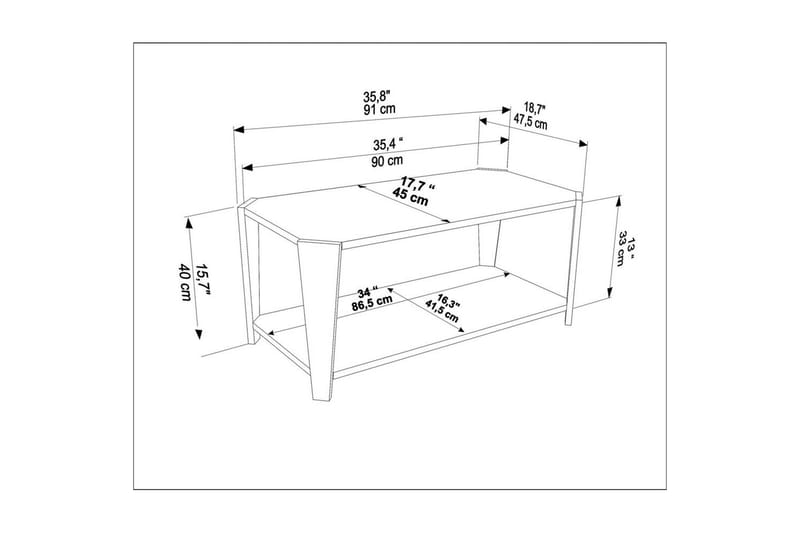 Dargaville Stuebord 91 cm - Valnøtt/Sort - Møbler - Bord - Sofabord & salongbord