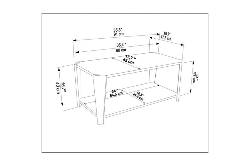 Dargaville Stuebord 91 cm - Valnøtt/Sort - Møbler - Bord - Sofabord & salongbord
