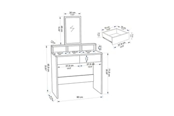 Dasina Sminkebord 80 cm - Hvit - Møbler - Bord - Sminkebord & toalettbord