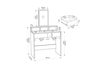 Dasina Sminkebord 80 cm - Hvit - Møbler - Bord - Sminkebord & toalettbord