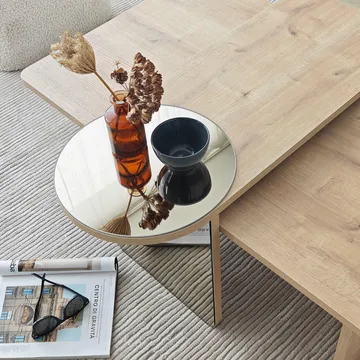 Dasina sofabord 105 cm - Bronzie/Sapphire Oak - Møbler - Bord - Sofabord & salongbord