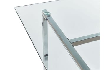 Davson Rektangulært Spisebord 160 cm med Glassplate og Metallutseende - Gjennomsiktig - Møbler - Bord - Spisebord & kjøkkenbord