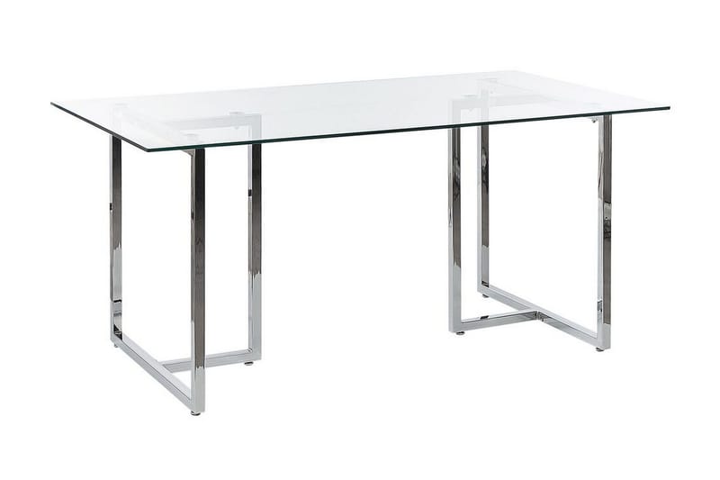 Davson Rektangulært Spisebord 160 cm med Glassplate og Metallutseende, Gjennomsiktig