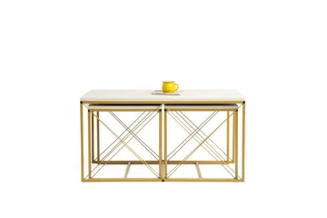 Defneia Sofabord 100 cm - Gull/Marmor - Møbler - Bord - Sofabord & salongbord