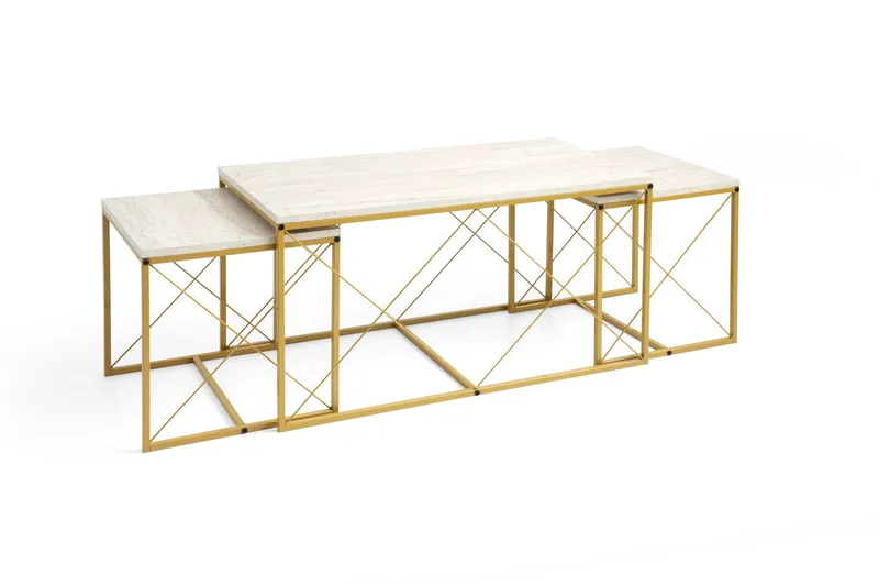 Defneia Sofabord 100 cm, Gull/Marmor