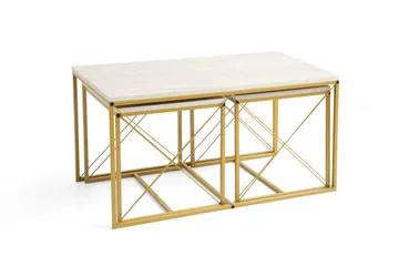 Defneia Sofabord 100 cm - Gull/Marmor - Møbler - Bord - Sofabord & salongbord