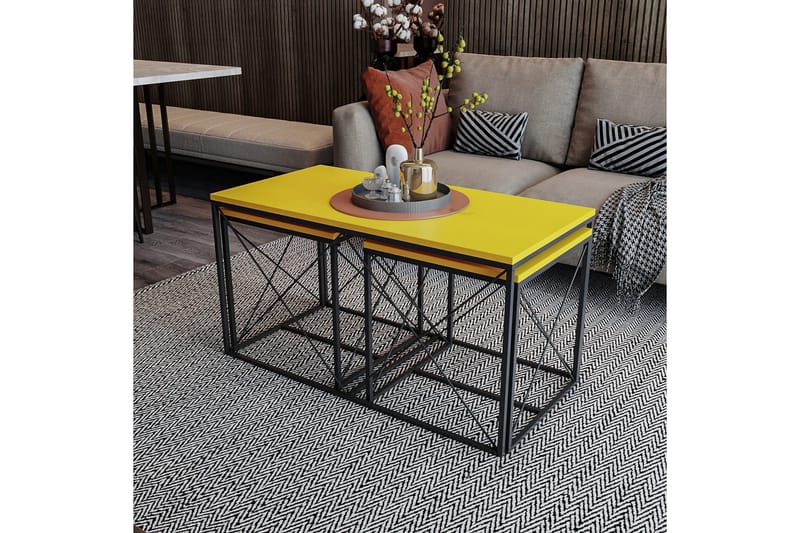 Defneia Sofabord 100 cm - Svart/Gul - Møbler - Bord - Sofabord & salongbord