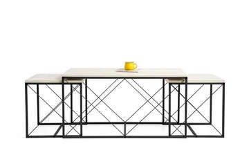 Defneia Sofabord 100 cm - Svart/Marmor - Møbler - Bord - Sofabord & salongbord