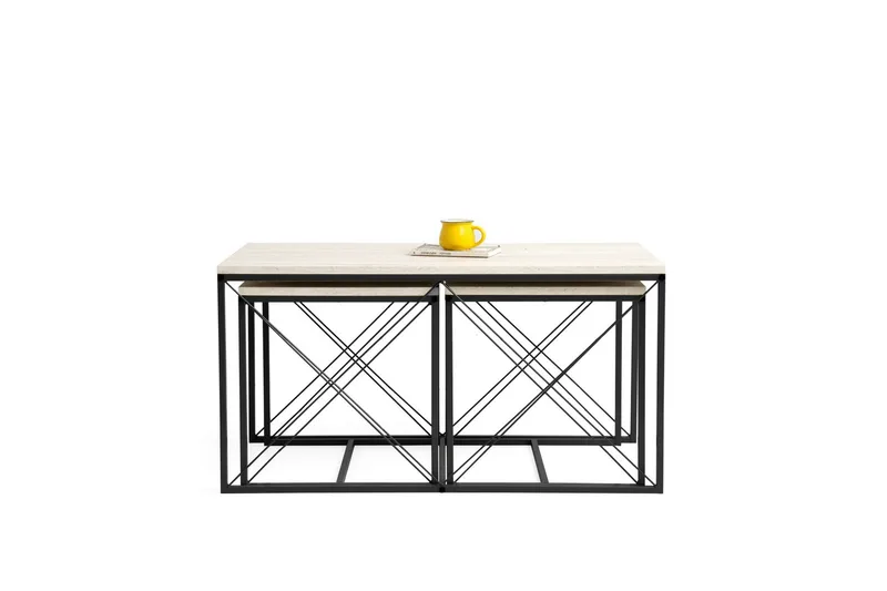 Defneia Sofabord 100 cm - Svart/Marmor - Møbler - Bord - Sofabord & salongbord