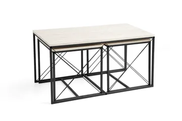 Defneia Sofabord 100 cm - Svart/Marmor - Møbler - Bord - Sofabord & salongbord