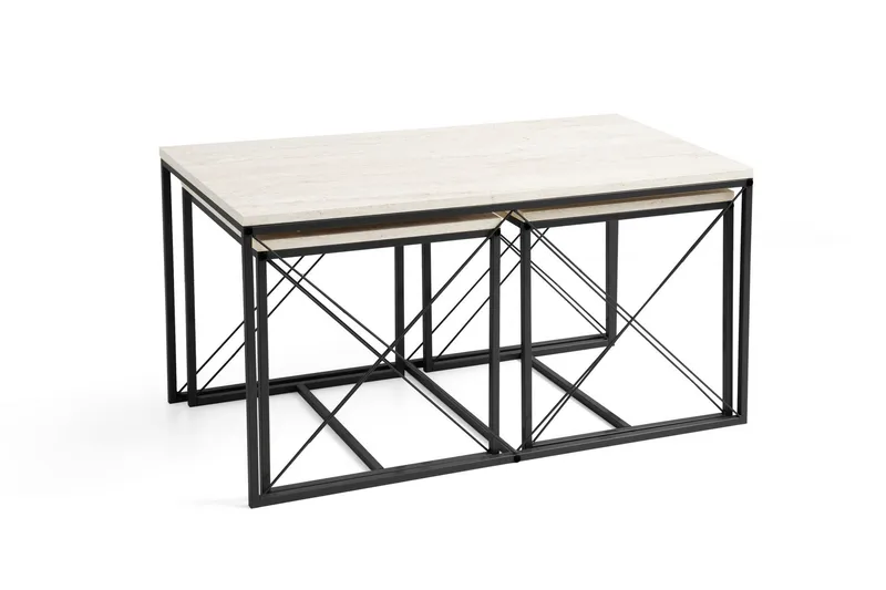 Defneia Sofabord 100 cm - Svart/Marmor - Møbler - Bord - Sofabord & salongbord