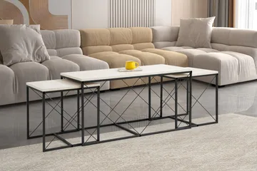 Defneia Sofabord 100 cm - Svart/Marmor - Møbler - Bord - Sofabord & salongbord