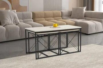 Defneia Sofabord 100 cm - Svart/Marmor - Møbler - Bord - Sofabord & salongbord