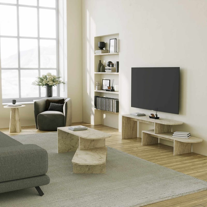 Deliones sofabord 100 cm - Travertin - Møbler - Bord - Sofabord & salongbord