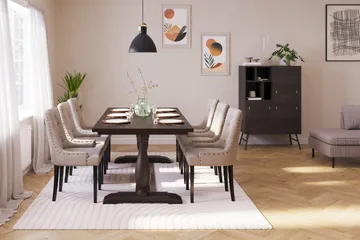 Dijon Matgruppe 200 cm med 6 Viktoria Spisestol - Brun - Møbler - Bord - Spisegruppe