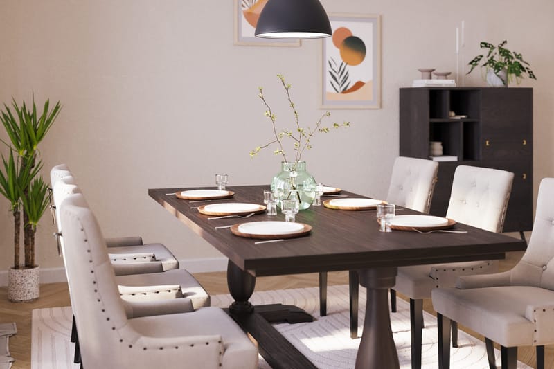 Dijon Matgruppe 200 cm med 6 Viktoria Spisestol - Brun - Møbler - Bord - Spisegruppe