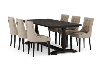 Dijon Matgruppe 200 cm med 6 Viktoria Spisestol - Brun - Møbler - Bord - Spisegruppe