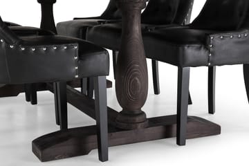 Dijon Spisegruppe 200 cm med 6 Tuva Lenestoler - Vintage tre / Svart PU - Møbler - Bord - Spisegruppe